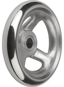 High-Gloss Polished Finish Metric Style D Stainless Steel Bushing 8 mm Bore Size Kipp 06287-2125X08 Duroplastic Black Disc Handwheel with Revolving Handle 125 mm Diameter