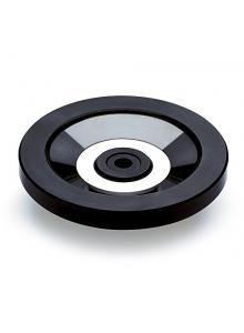 High-Gloss Polished Finish Metric Style D Stainless Steel Bushing 8 mm Bore Size Kipp 06287-2125X08 Duroplastic Black Disc Handwheel with Revolving Handle 125 mm Diameter