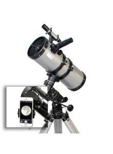 Silver AstroVenture 6 Short Tube Reflector Telescope with Universal Smartphone Camera Adapter 