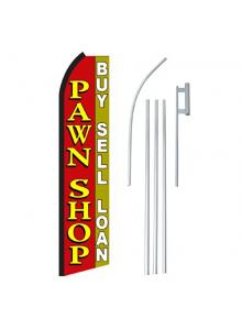 Includes 12 Swooper Feather Business Flag With 15-foot Anodized Aluminum Flagpole AND Ground Spike NEOPlex Pawn Shop Complete Flag Kit