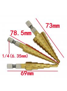 Dogxiong 3pcs 4-12/3-12/4-20mm 24Sizes Process Holes High Speed Steel HSS Titanium Coated Step Drill Bit Set 1/4 Hex Shaft Drive Quick Change Multiple Industrial DIY Woodworking Punching Tools