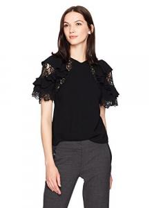 rebecca taylor crepe lace top